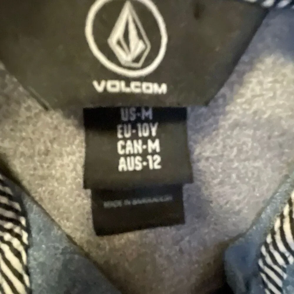 EUC! Volcom Boys Short Sleeve 3 Button Heathered Blue Polo Shirt Size M